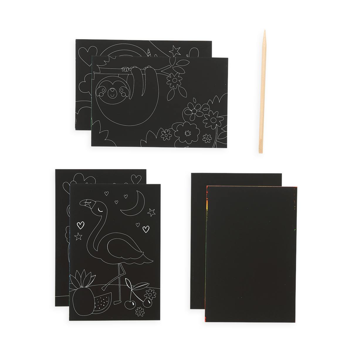 Scratch and Scribble Mini Scratch Art Kit - Funtastic Friends - 6 Cards