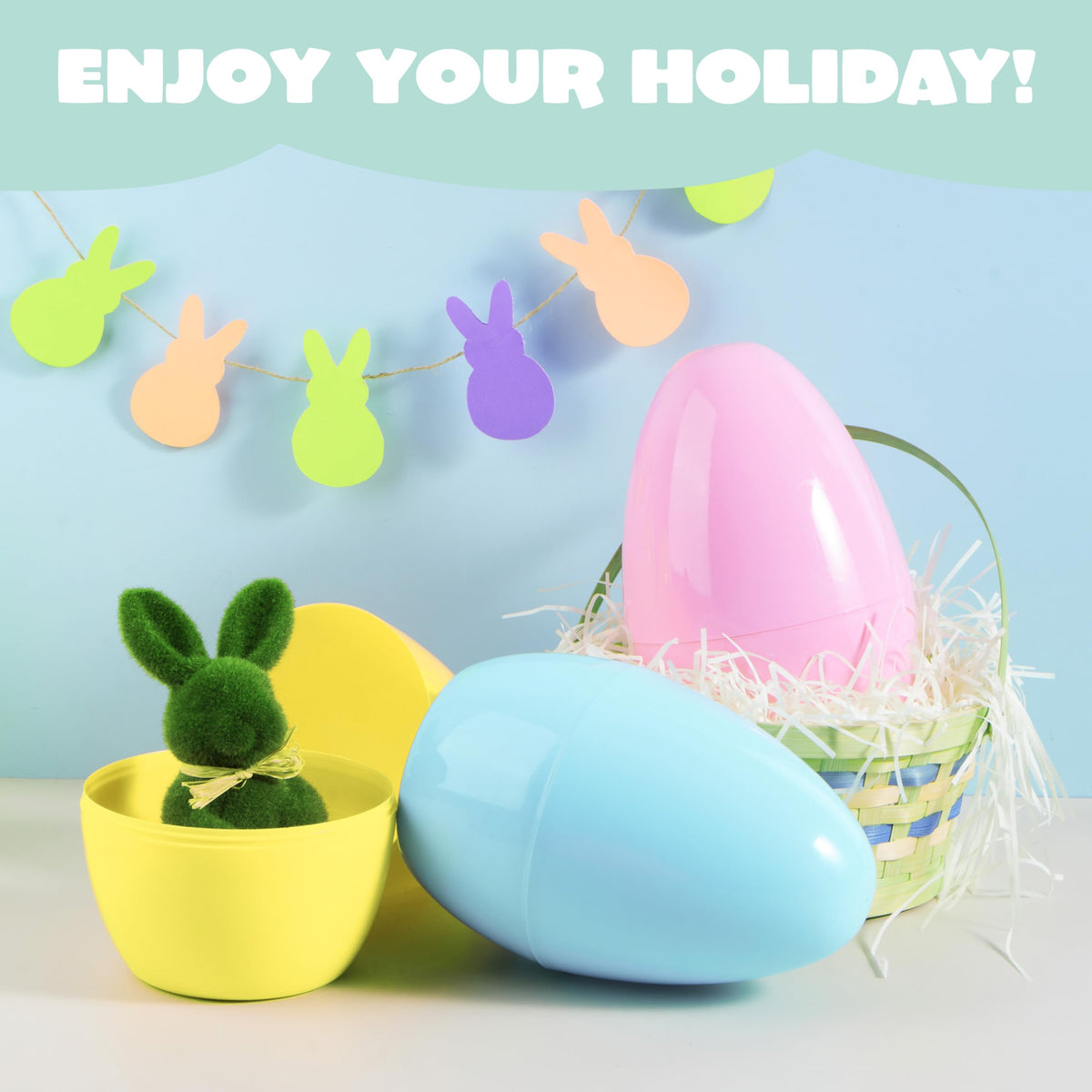 6Pcs Jumbo Plastic Easter Eggs Pastel Fillable Hunt Party Favors