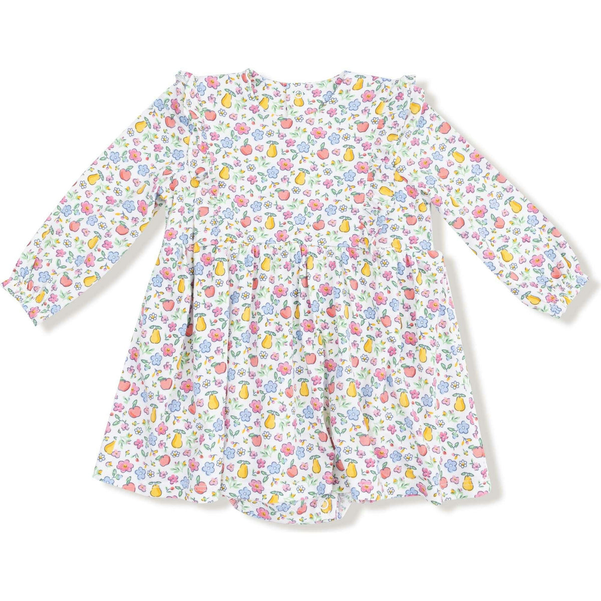Fall Fruit Floral - Ruffle Long Sleeve Bodysuit Dress