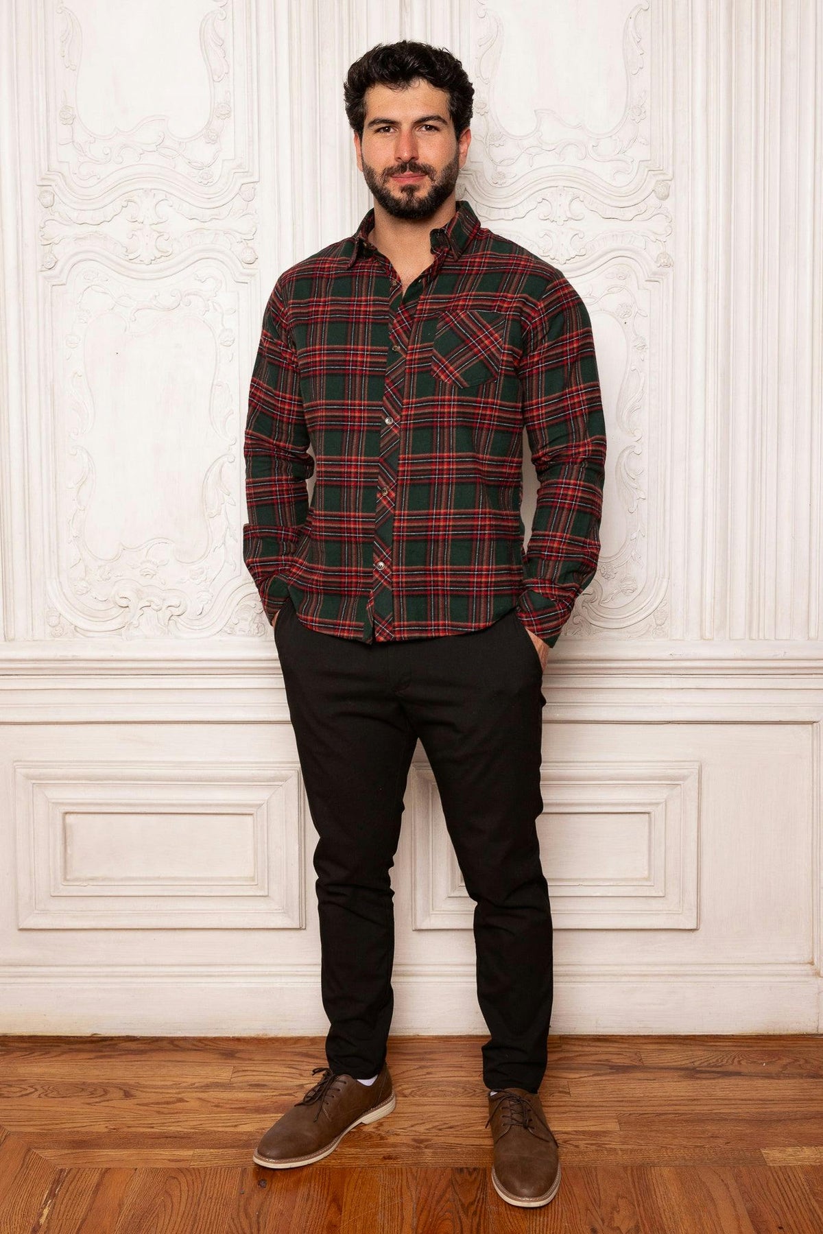 Mens John Shirt in Evergreen Plaid