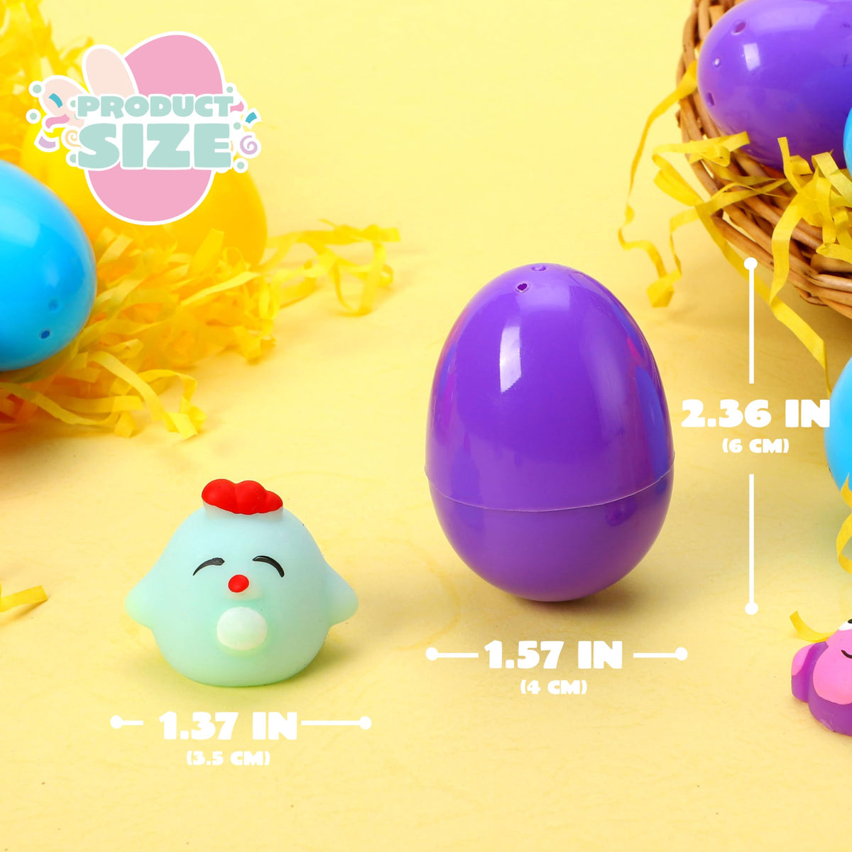 48 Pcs Easter Prefilled Eggs with Mochi Squishy Toys