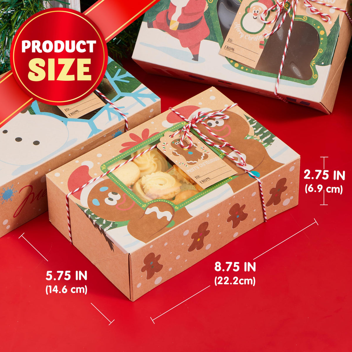 24 PCS Christmas Cookie Gift Baking Box with Window Auto-Popup
