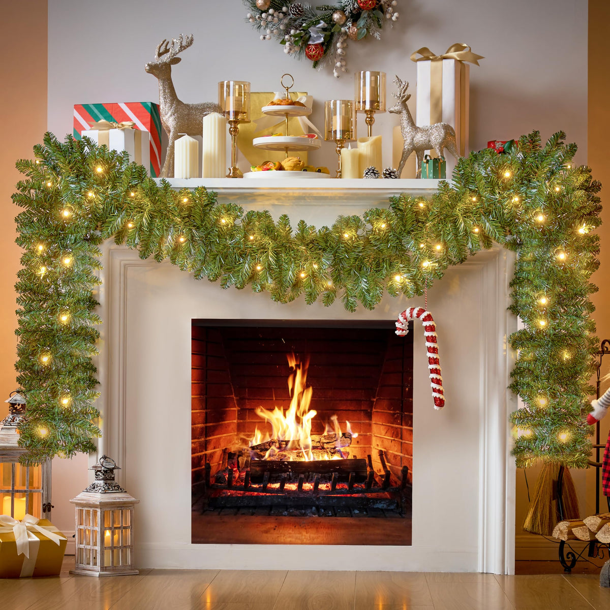 9Ft Christmas Garland Prelit with 50 Count Light