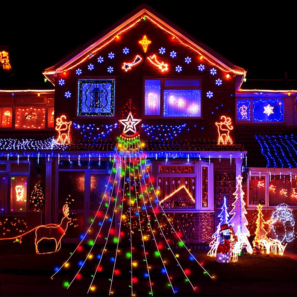 Aokudoni Outdoor Christmas Decorations 12.6 FT Waterfall Christmas Lights