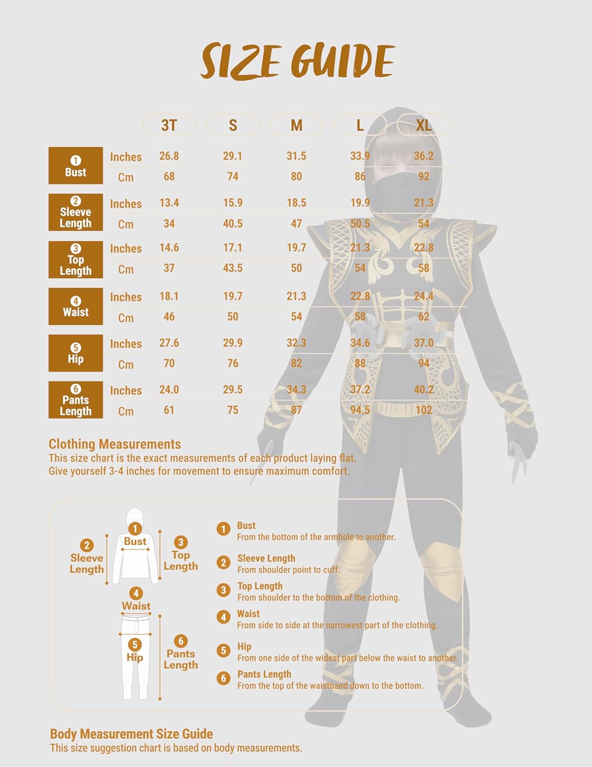 JOYIN Kids' Golden Halloween Ninja Costume Set