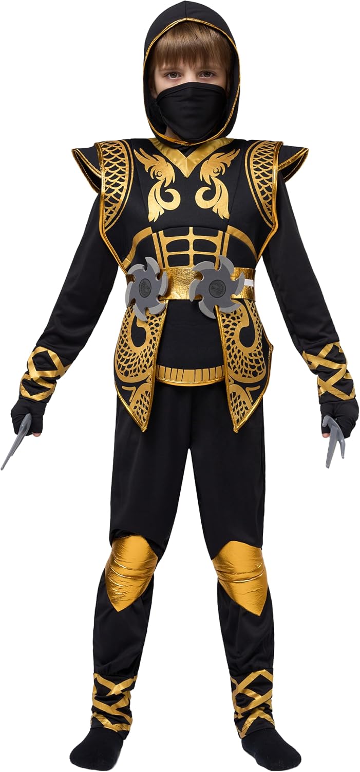 JOYIN Kids' Golden Halloween Ninja Costume Set