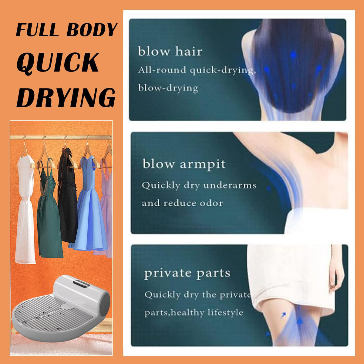 Full Body Dryer After Shower,Negative Ions Body Heater Blow Dryer for Bathroom/Hotel Natural Warm Air Wind Body Dry for Bathroom/Hotel