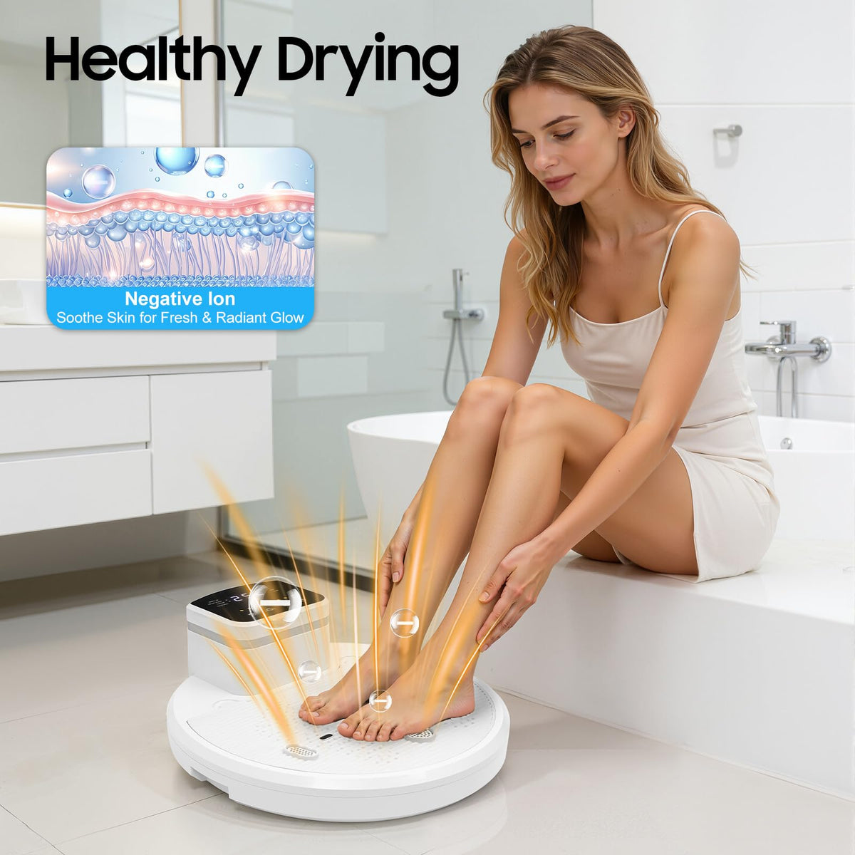 Waterproof Full Body Dryer After Shower 1400W, 4 Wind Speeds Cold Warm Air Infrared Sensor Non-Slip Body Drying Pedal 308.65lbs Load Capacity for Bathroom Adults Elderly Pregnant Women