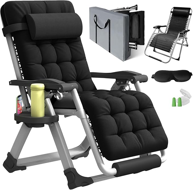 VIKRN Portable Folding Lounge Chair – Heavy-Duty Outdoor Recliner with 500LB Capacity