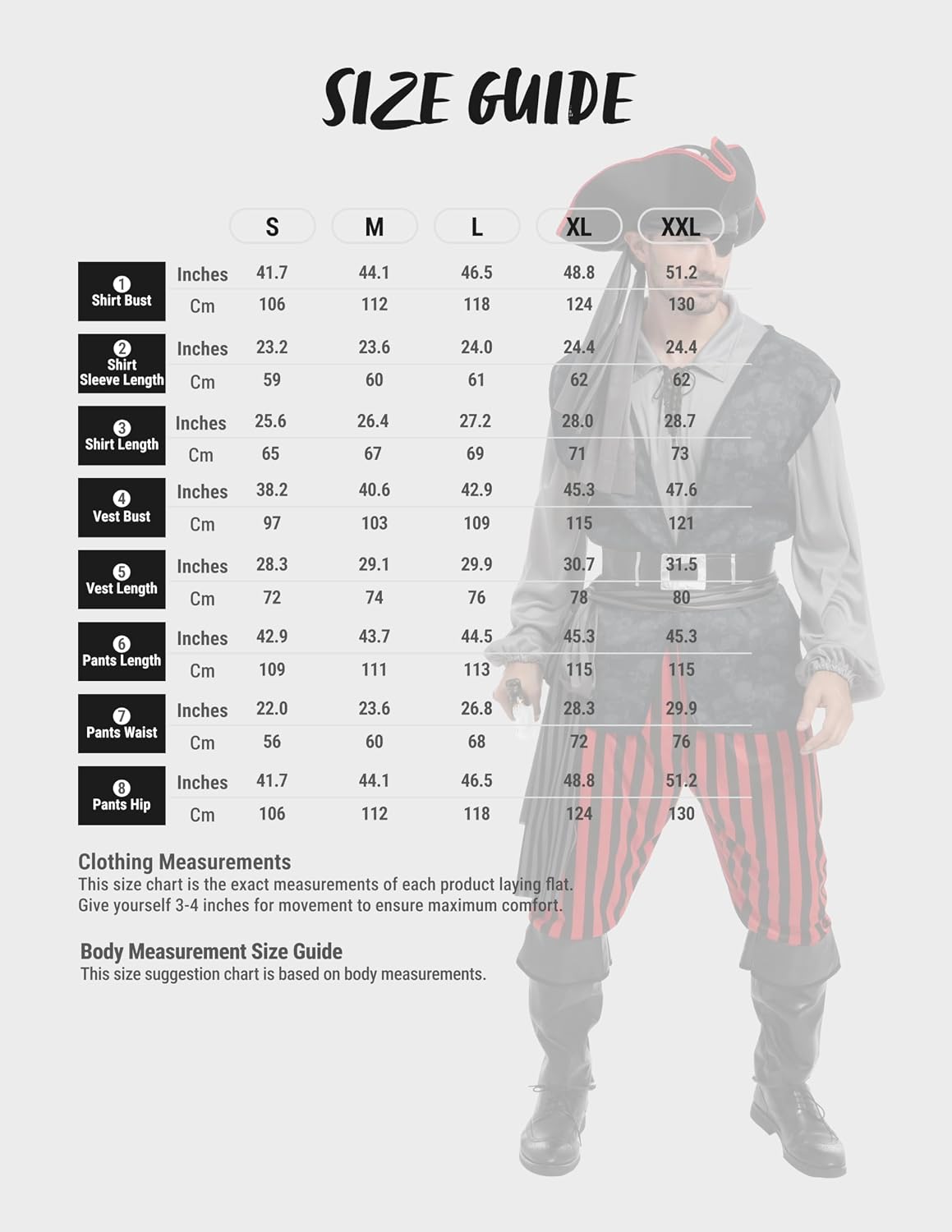 JOYIN Men's Halloween Pirate Costume with Shirt, Vest & Hat