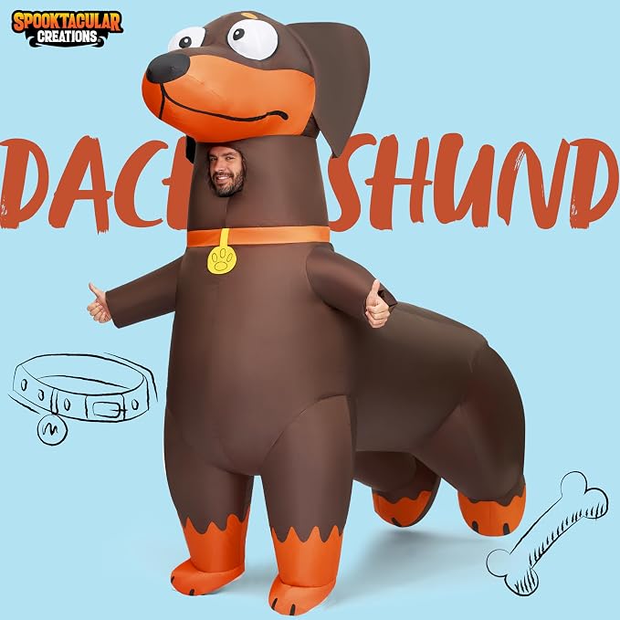 JOYIN Adult Inflatable Dachshund Costume - Blow Up Dog Halloween Suit