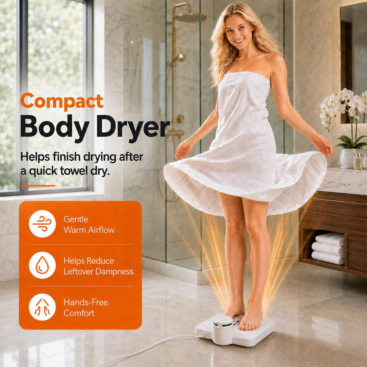 Body Dryer for After Shower, Compact Body and Feet Dryer, Cool & Warm Modes