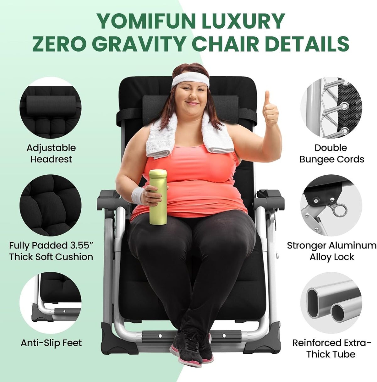 VIKRN Portable Folding Lounge Chair – Heavy-Duty Outdoor Recliner with 500LB Capacity