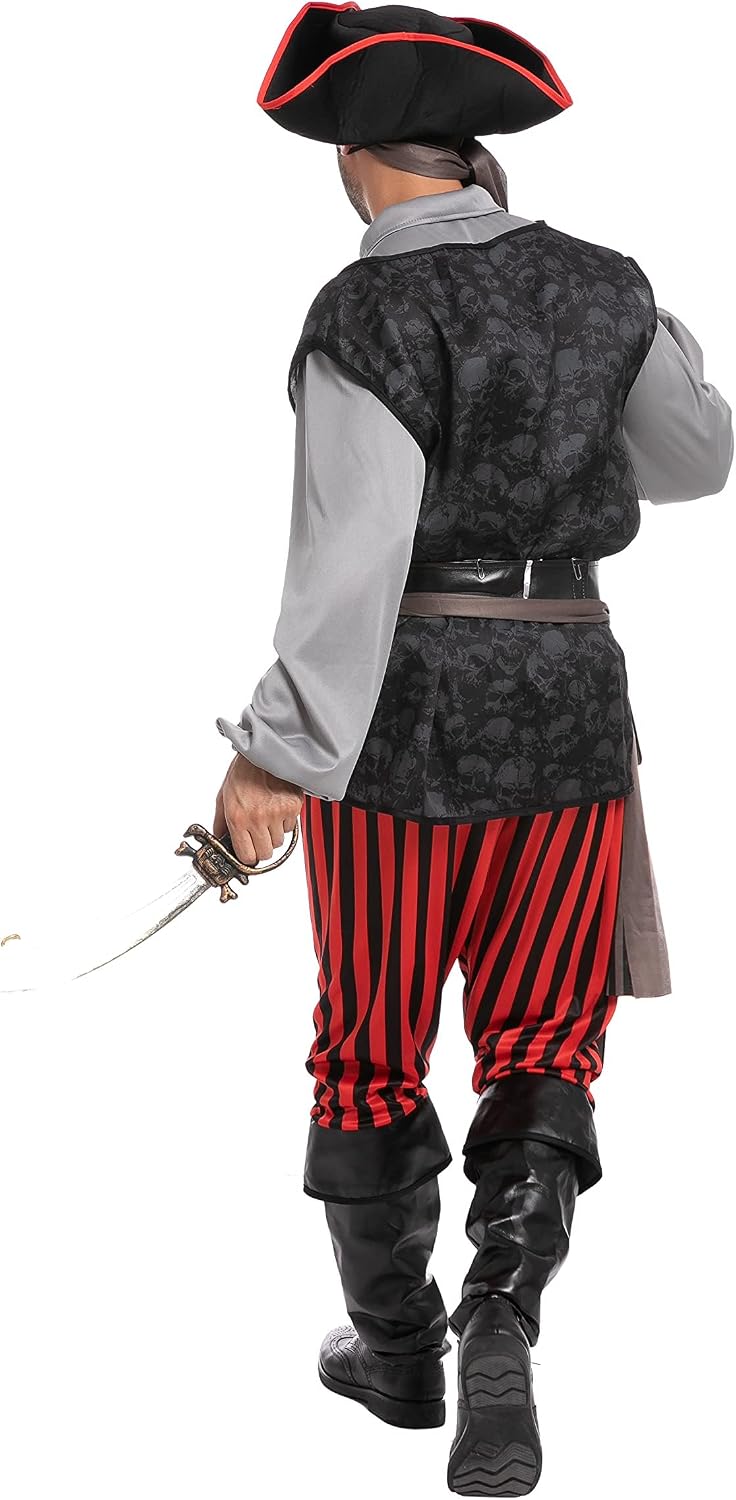 JOYIN Men's Halloween Pirate Costume with Shirt, Vest & Hat