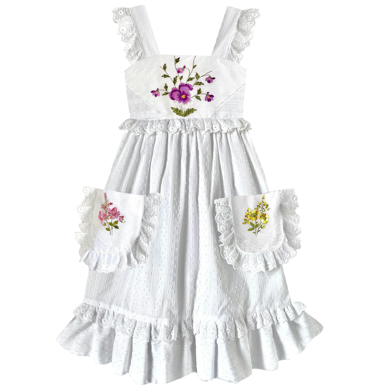 10y Heirloom Handkerchief Dress - Multicolored Flower Garden
