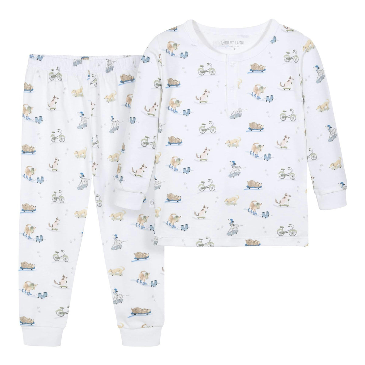 Roller Pups Boy Pima Cotton Kids Long Pajama Set