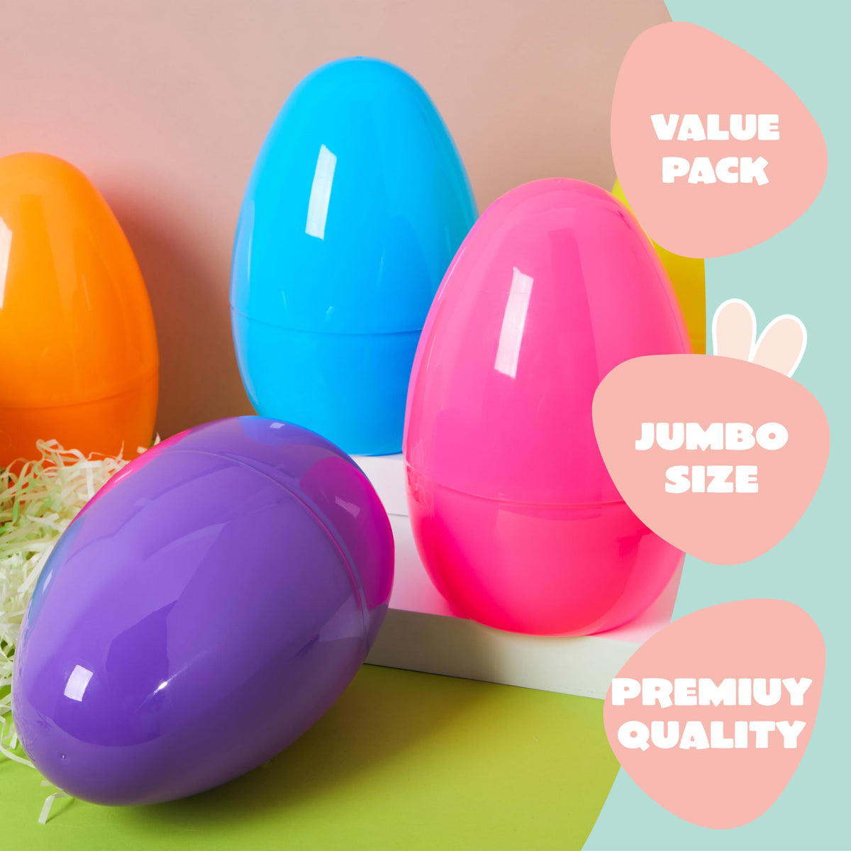 12Pcs 8" Jumbo Plastic Easter Egg Shells Fillable for Easter Egg Hunt