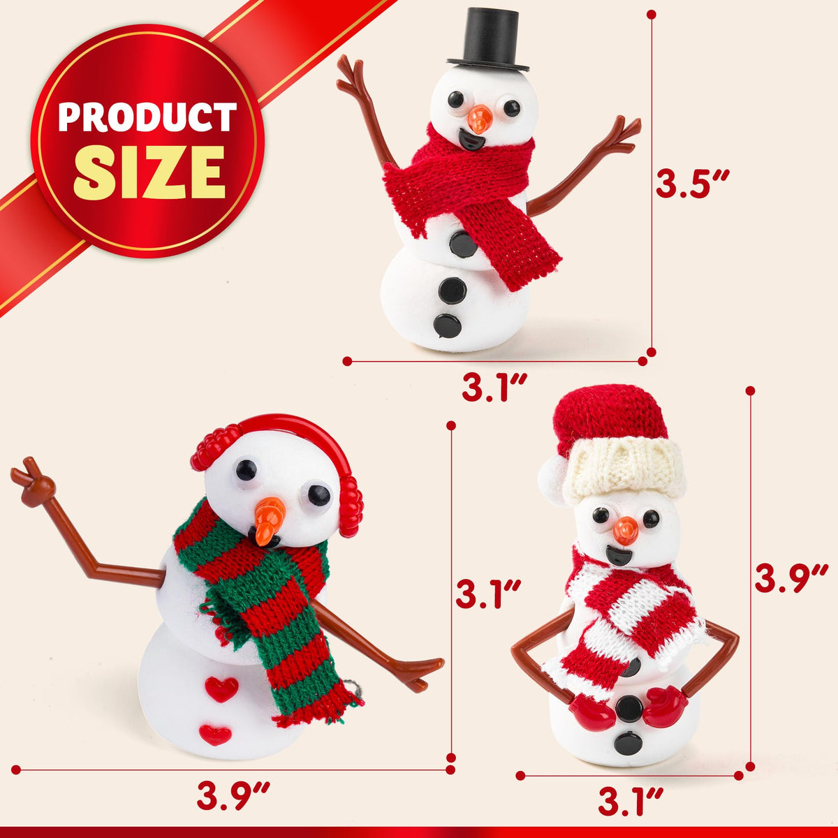Christmas Build Your Snowman Craft Kit, 24 Pack DIY Snowman Craft Kit