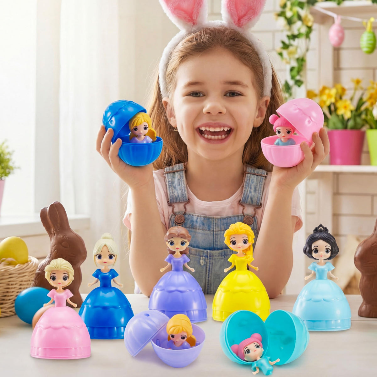 12 Pcs Filled Easter Egg with Princesses Doll for Easter Eggs Hunt