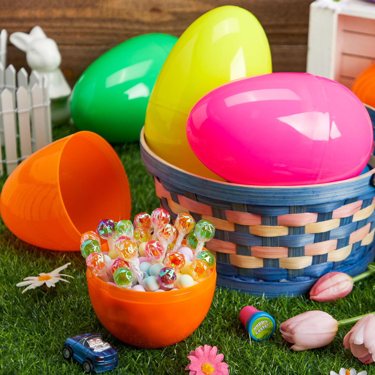 24 Pcs Large Plastic Easter Eggs, 6 Inches Colorful Jumbo Eggs Fillable