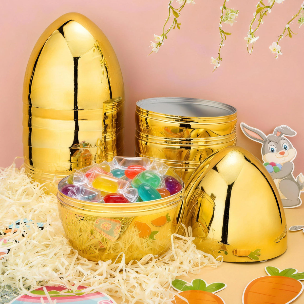 6Pcs 10'' Gold Jumbo Easter Eggs