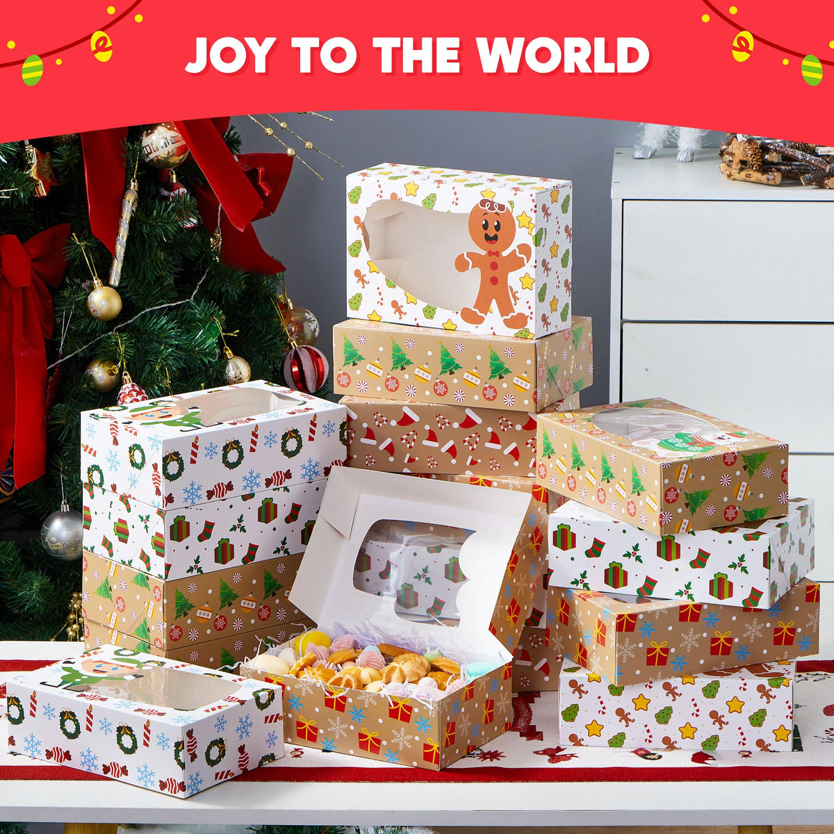 24 Pcs Christmas Cookie Boxes with Window