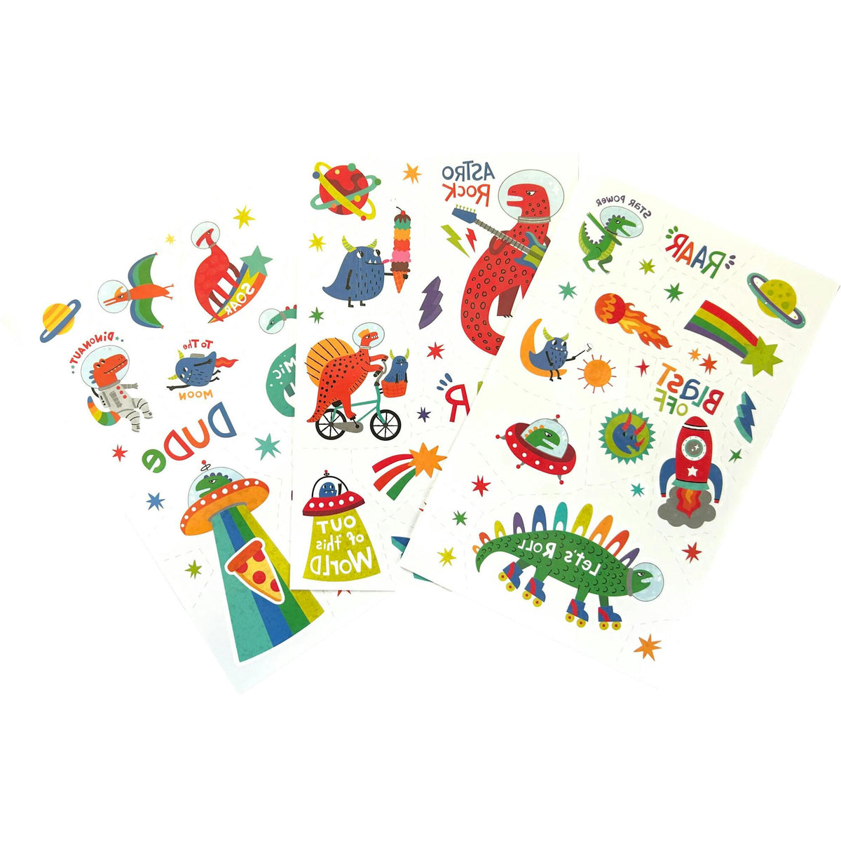 Tattoo-Palooza Glow in the Dark Temporary Tattoos - Zero Gravity Dinos - 3 Sheets