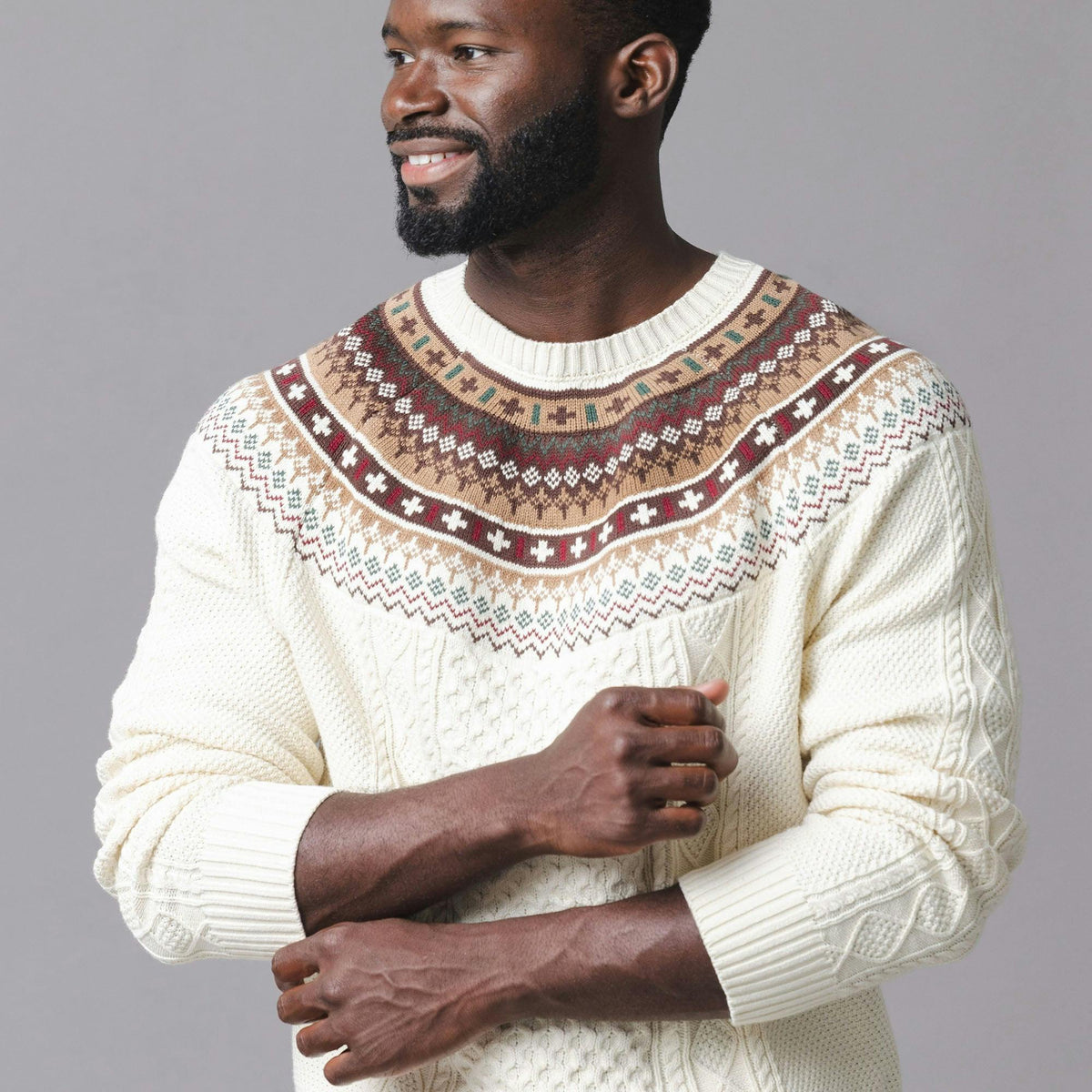 Organic Fair Isle Cable Sweater
