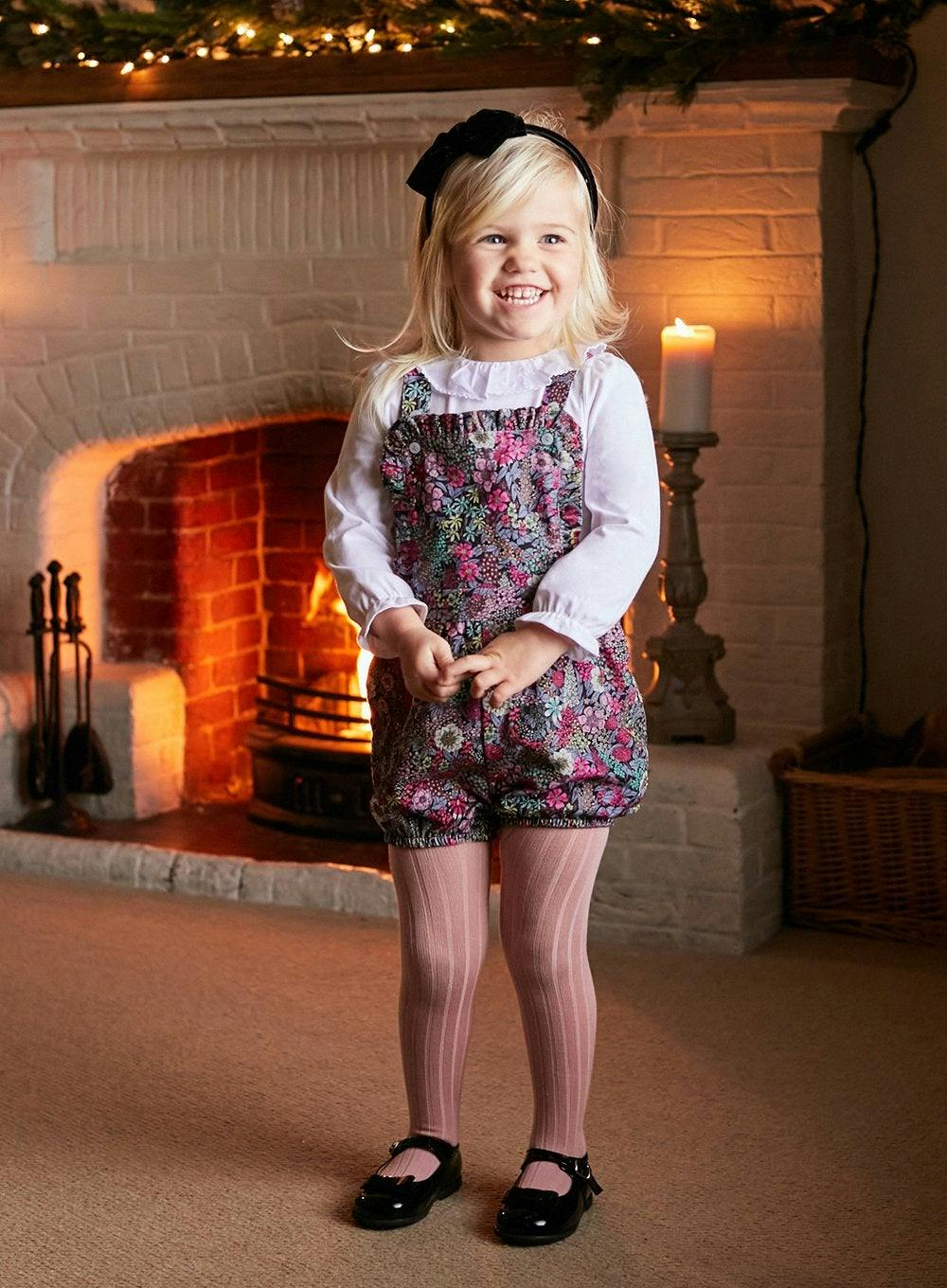 Baby Ribbed Tights in Rose
