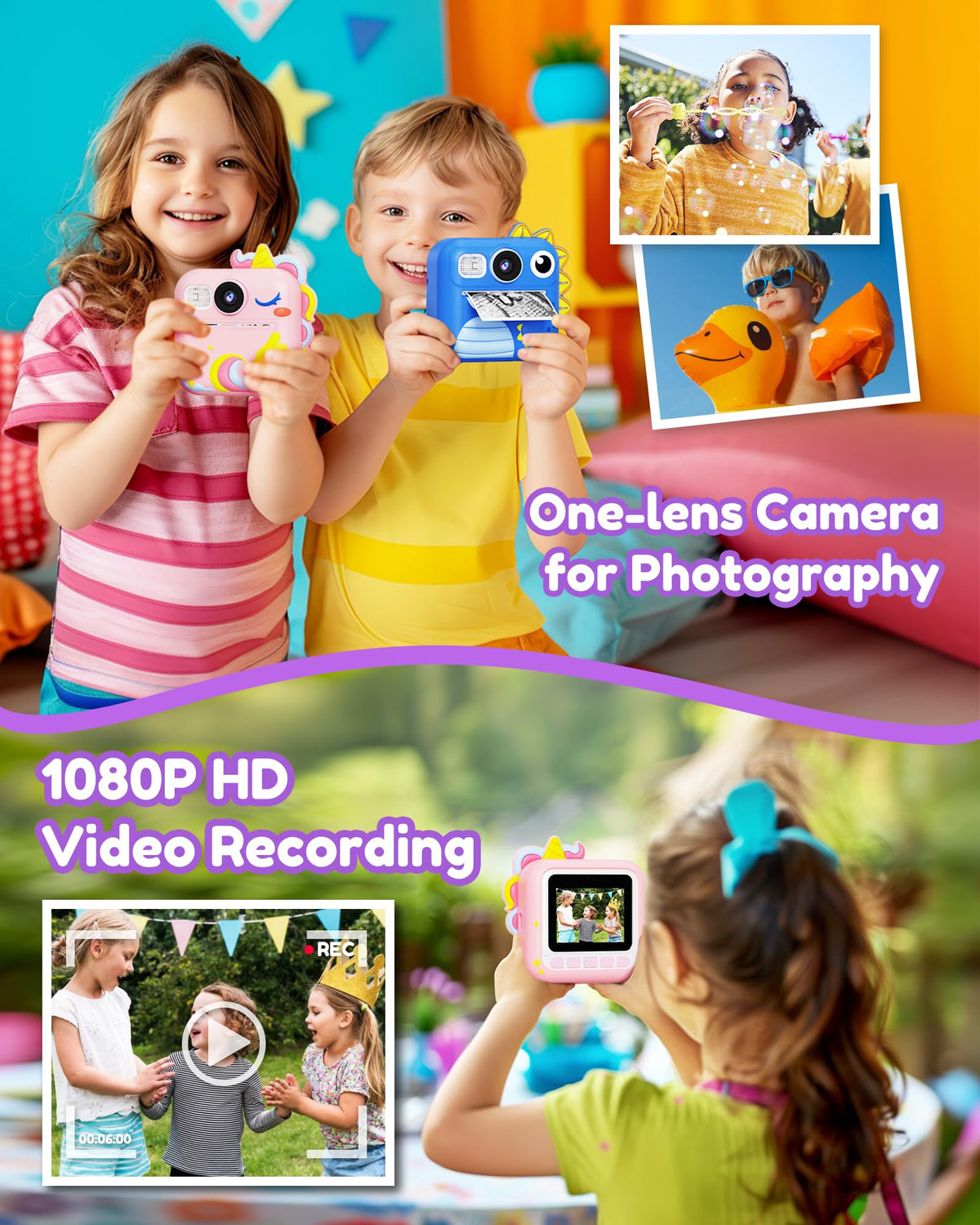 KOKODI Kids Camera Instant Print, Toddler Cameras Christmas Birthday Gifts for Girls Age 3-12, Digital Video Instant Printable Camera for Kids,Toys for Ages 5-7 Girls (Pink)