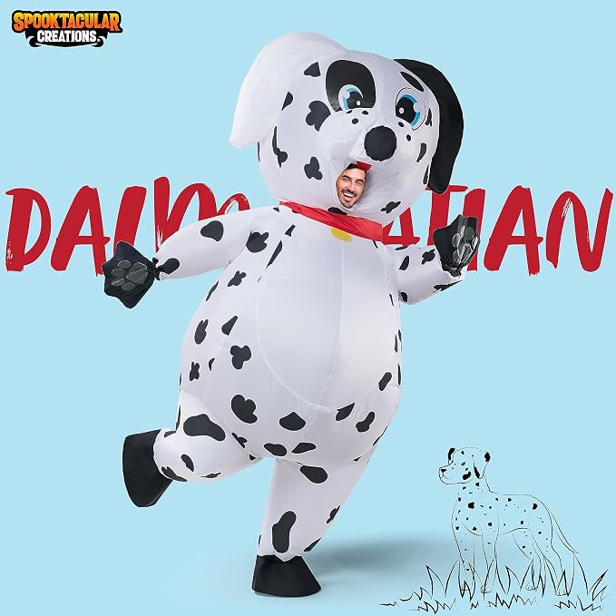 JOYIN Adult Inflatable Dalmatian Costume - Full Body Blow Up Puppy Suit