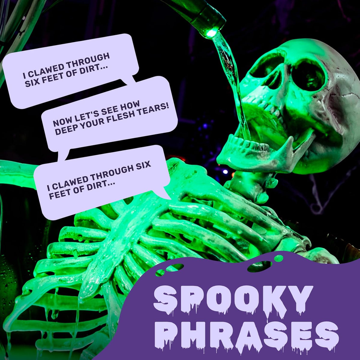 JOYIN 5 FT Animatronic Drinking Skeleton - Light-Up Halloween Outdoor Prop