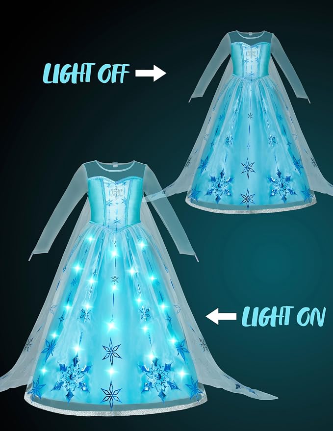 JOYIN Girls Ice Princess Dress - Light-Up Halloween Costume