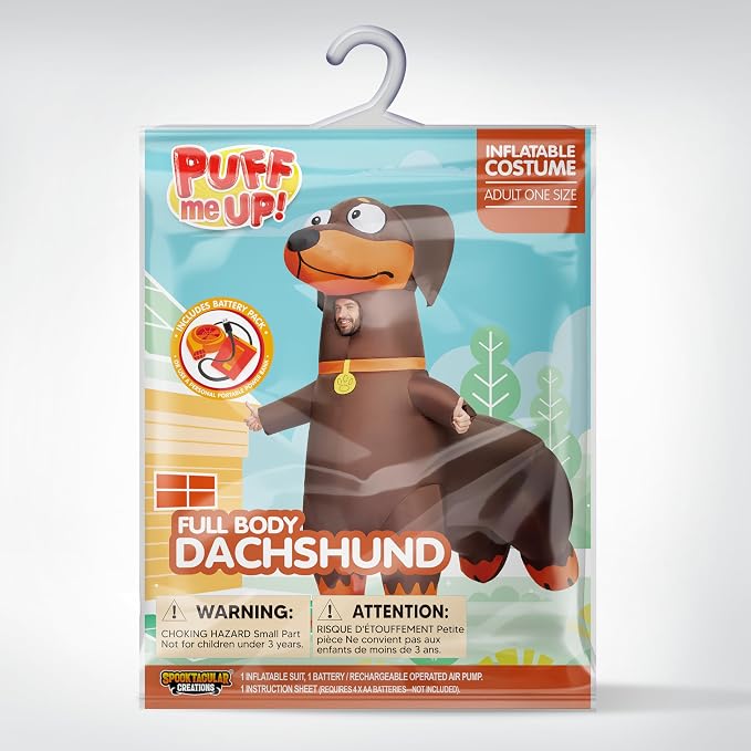 JOYIN Adult Inflatable Dachshund Costume - Blow Up Dog Halloween Suit
