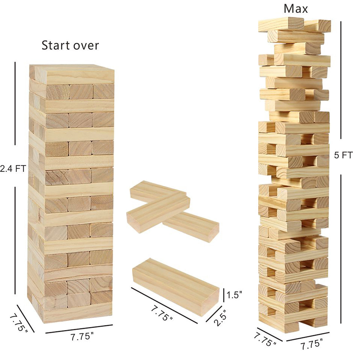 Wooden Toppling Tower: Giant - 28"