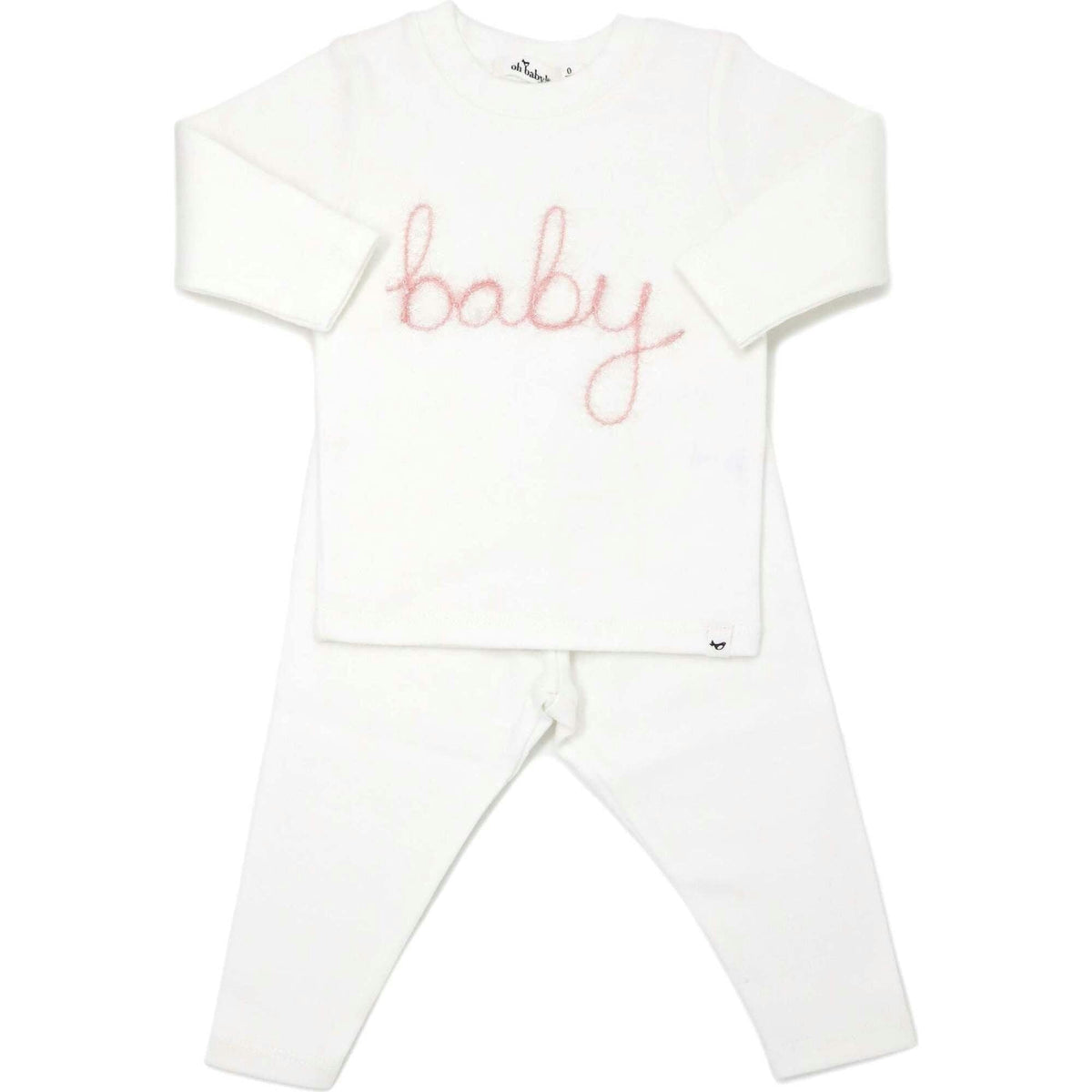 "Baby" Pink Sparkle Embroidered Two Piece Set