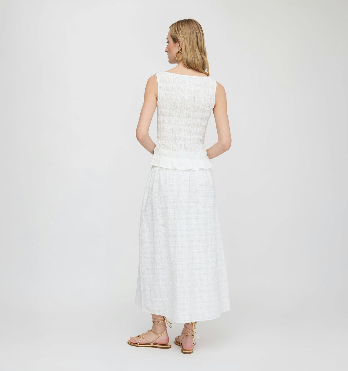 The Phoebe Nap Top - White Crinkle Check