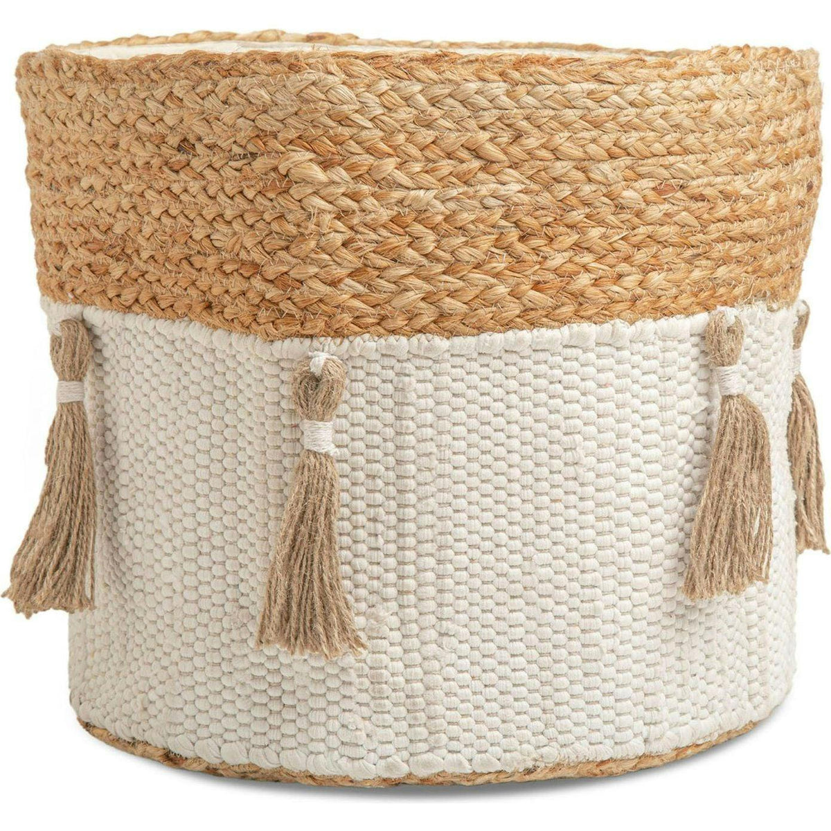 Cotton + Jute Boho Storage Bin