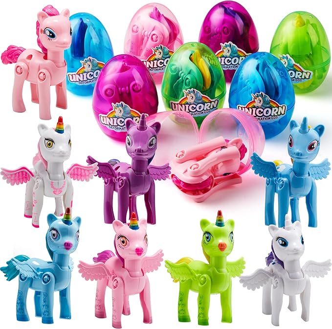 8 Pcs Unicorn Deformation Toy Easter Eggs for Kids Party & Hunt