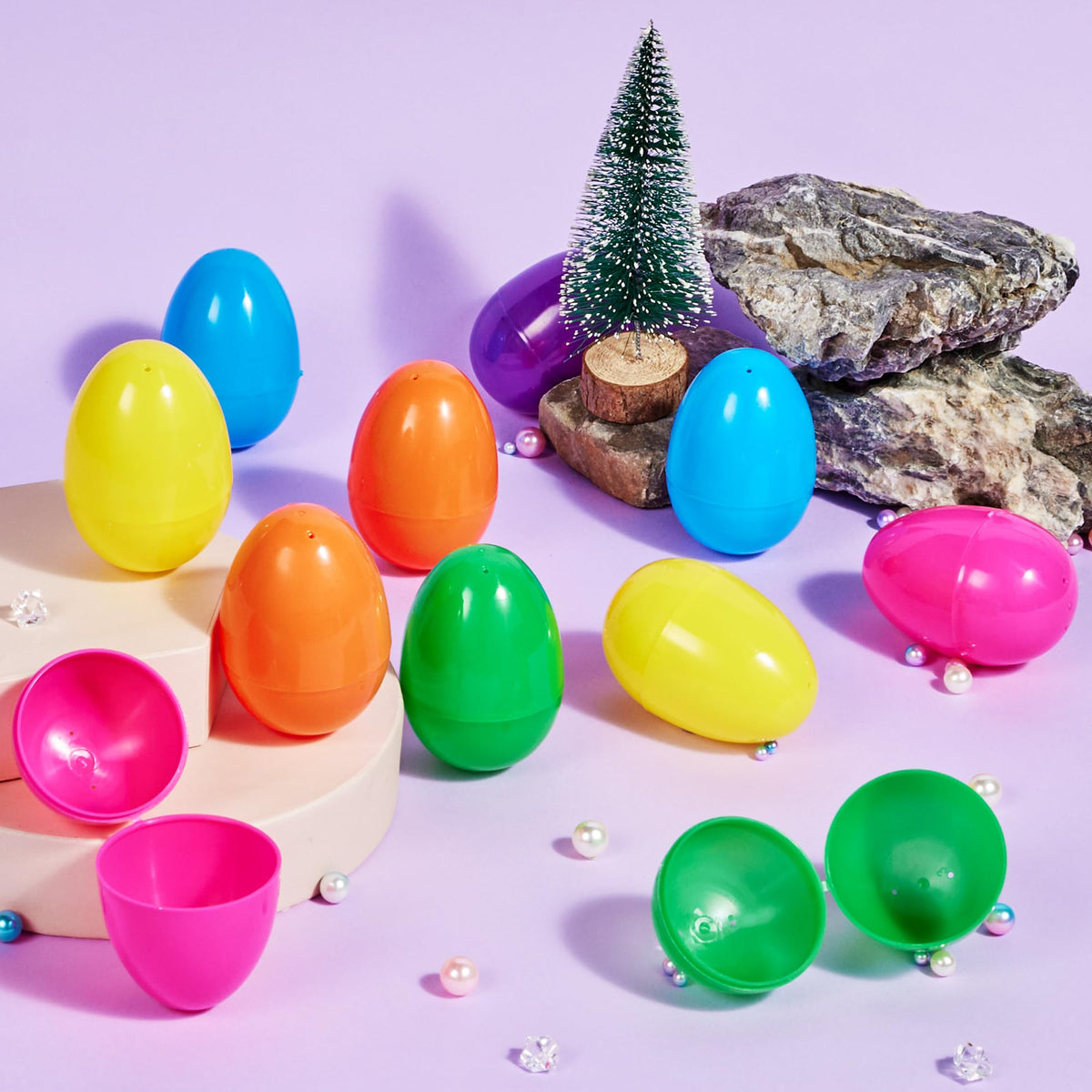 500PCS Fillable Plastic Eggs Empty Colorful Bright Eggshells 3.15"