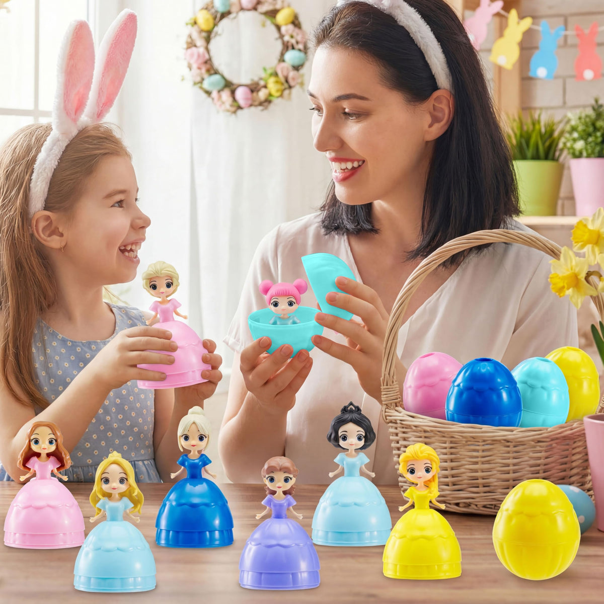12 Pcs Filled Easter Egg with Princesses Doll for Easter Eggs Hunt