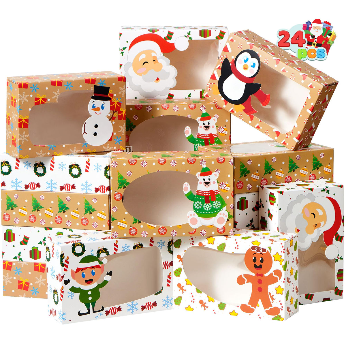 24 Pcs Christmas Cookie Boxes with Window