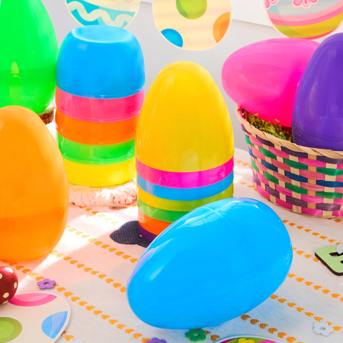 12Pcs 8" Jumbo Plastic Easter Egg Shells Fillable for Easter Egg Hunt