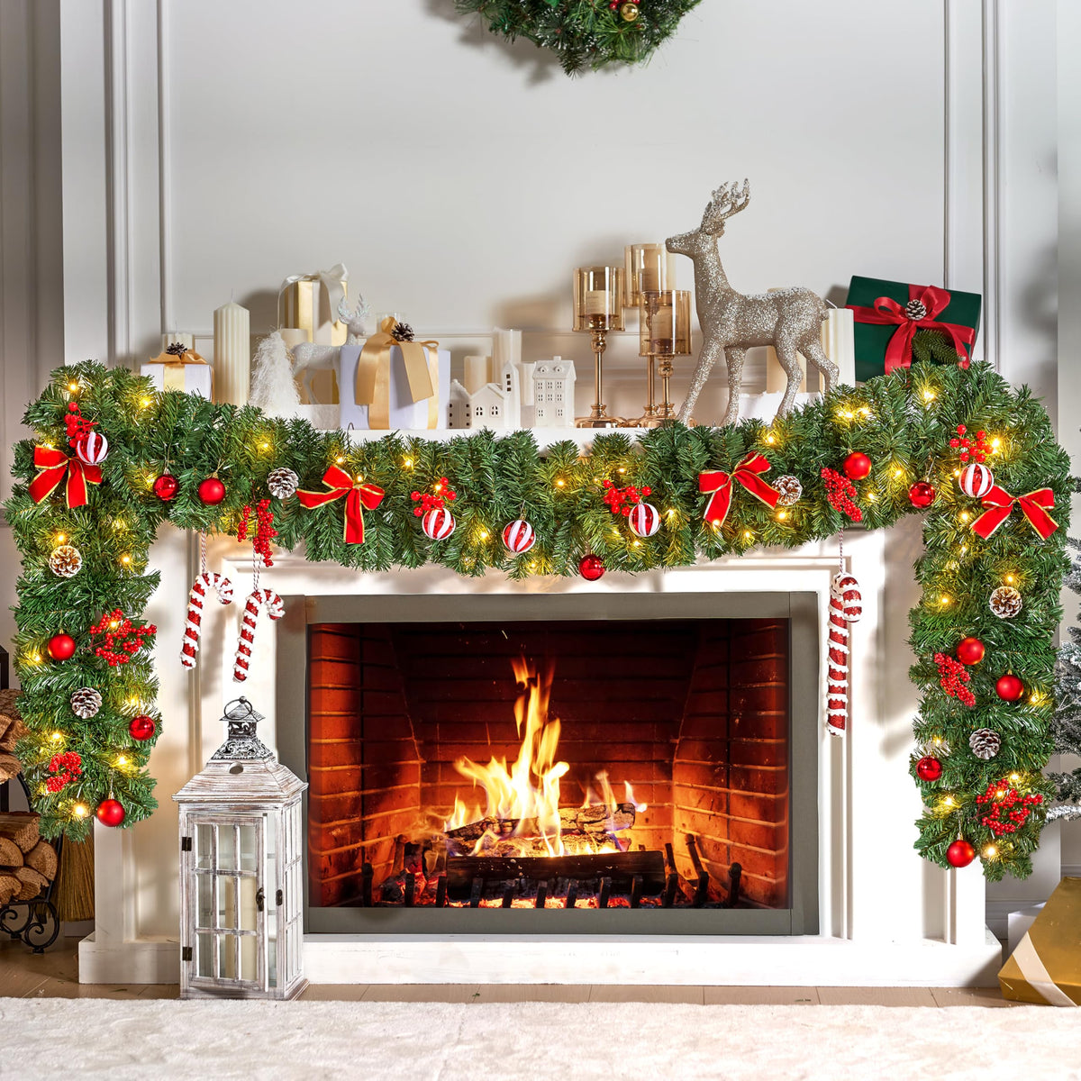 9FT Christmas Garland with Lights