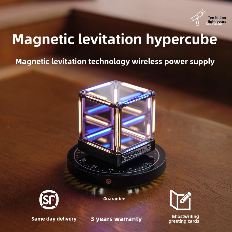 Magnetic Levitation Hypercube | Floating Desktop Art