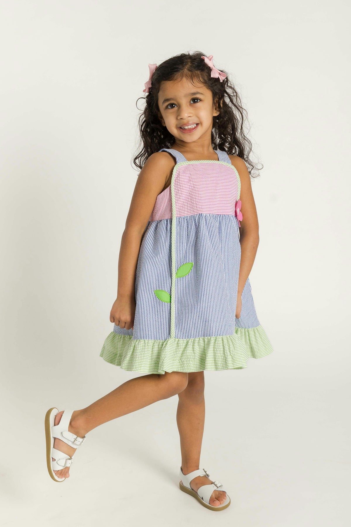 Seersucker Dress With Flower