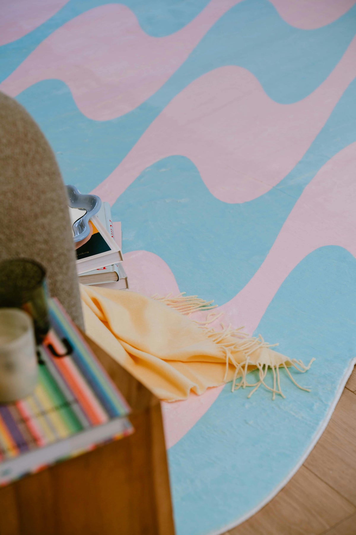 Pastel Irregular Shaped Wavy Rug by Johann Banta