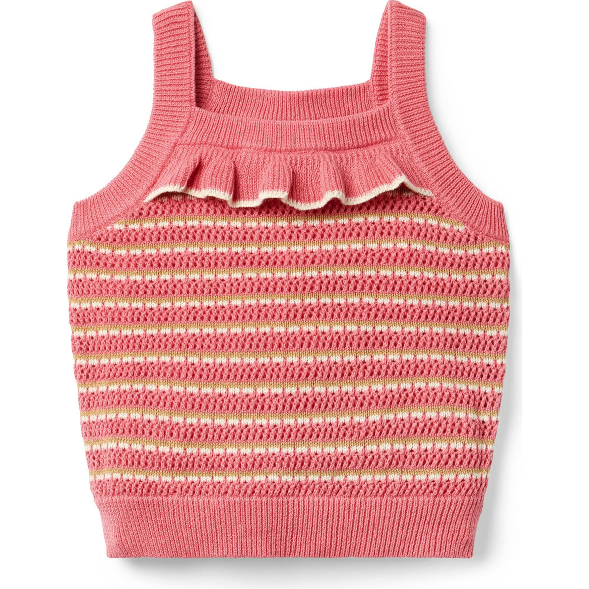 Striped Ruffle Sweater Top, Pink