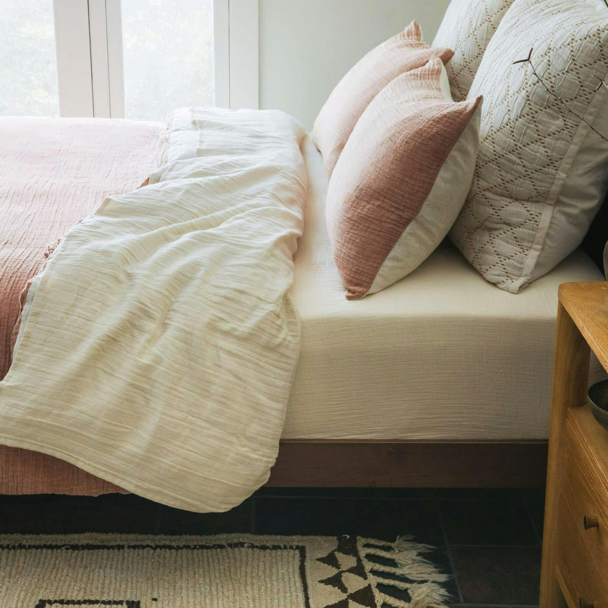 Rust Crinkled Linen Duvet Cover, Brown