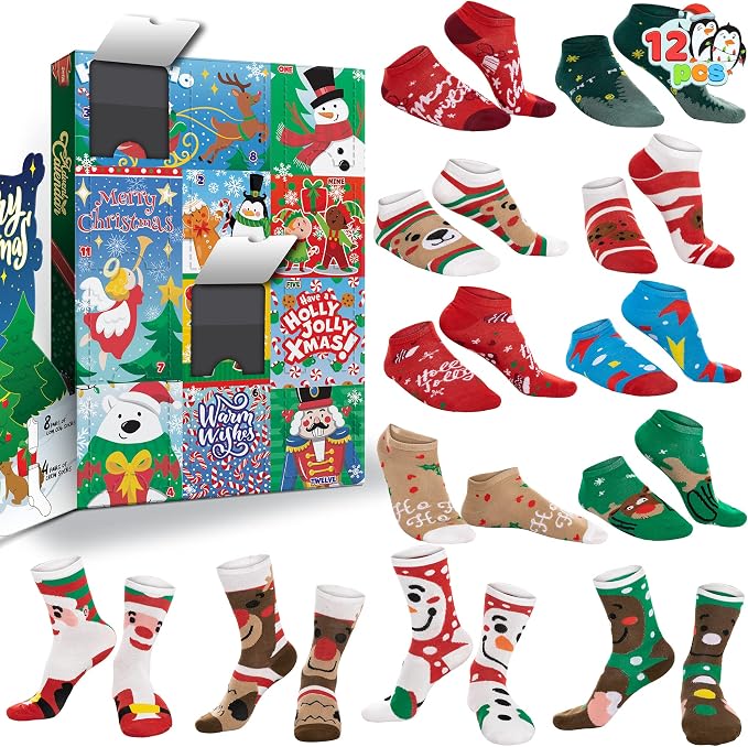 JOYIN 12 Days Christmas Socks - A Cozy Surprise Every Day